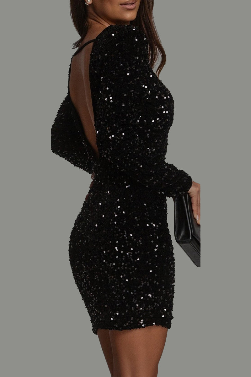 GlitterGlam Chique Backless Winterfeestjurk voor Vrouwen