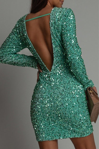 GlitterGlam Chique Backless Winterfeestjurk voor Vrouwen