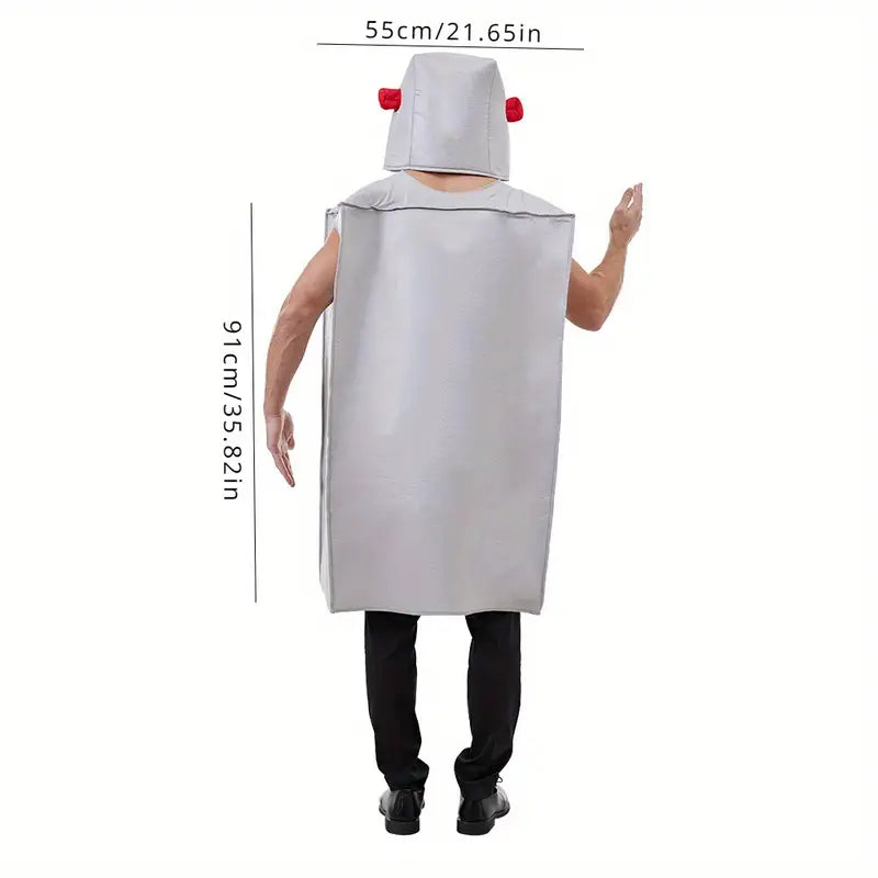 RobotRider - Halloween Robotkostuum voor Volwassenen - Funky Alien Bouwsteen-Geïnspireerde Outfit met Rode Accenten, Perfect voor Carnaval & Feestelijke Evenementen