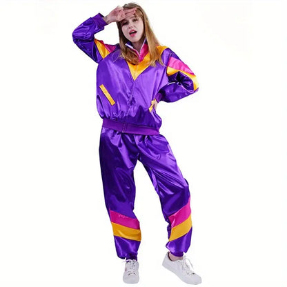 Gabberpak Carnaval - Retro Streetwear Set voor Heren in Blauw, Roze en Paars, Perfect voor Feesten