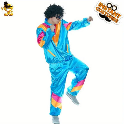 Gabberpak Carnaval - Retro Streetwear Set voor Heren in Blauw, Roze en Paars, Perfect voor Feesten