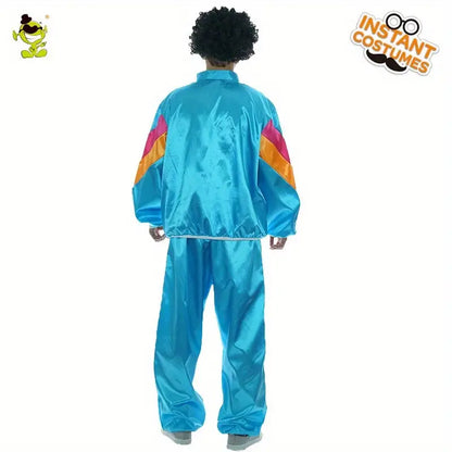 Gabberpak Carnaval - Retro Streetwear Set voor Heren in Blauw, Roze en Paars, Perfect voor Feesten