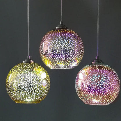 Moderne 3D Kleurrijke Vuurwerk Hanglamp -  Creatieve Glazen Koepellamp voor Unieke Sfeerverlichting