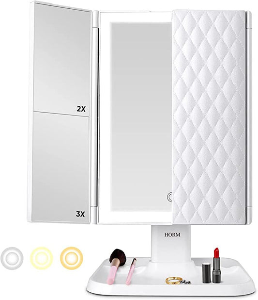 Horm LED Mirror - Trifold Make-up Spiegel met driekleurige LED verlichting