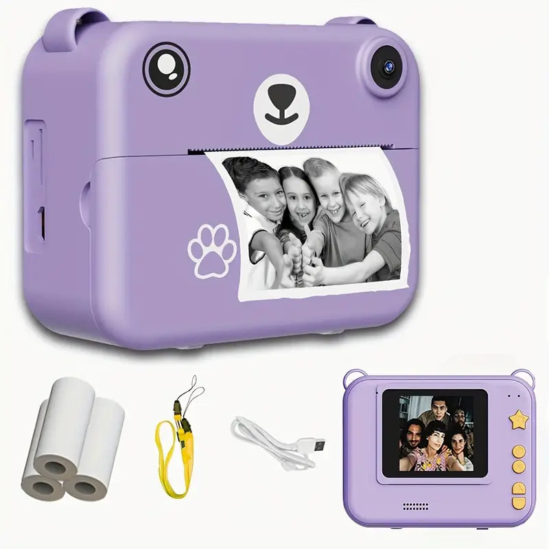 SnapKid - Compacte Instant Camera voor Kinderen - 1080P HD, Foto & Video, Inclusief Afdrukpapier & USB-oplader