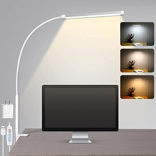 NightGlow LED Bureaulamp met Klem – Flexibele Arm, Oogvriendelijk Licht, 3 Modi & USB-Aansluiting