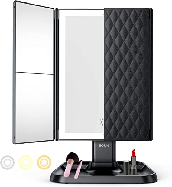 Horm LED Mirror - Trifold Make-up Spiegel met driekleurige LED verlichting