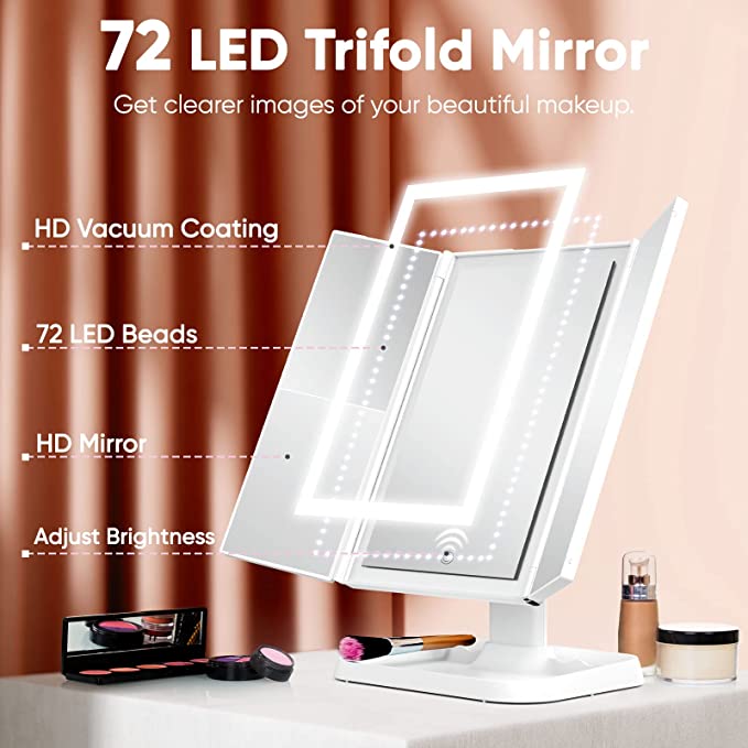 Horm LED Mirror - Trifold Make-up Spiegel met driekleurige LED verlichting