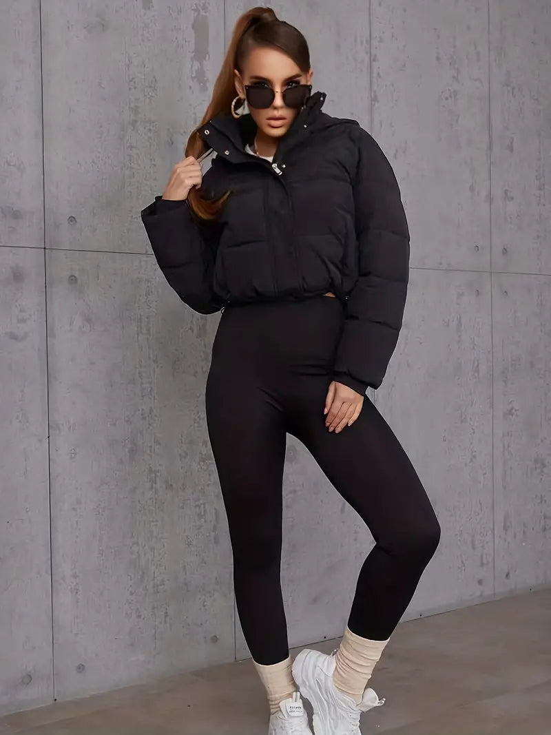 Casual Cropped Puffer Winterjas Voor Dames - Sasha