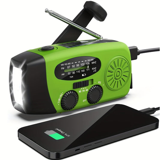 SurvivorPro - Draagbare Noodradio met Powerbank & LED-zaklamp, Zonne- en USB-oplaadbaar