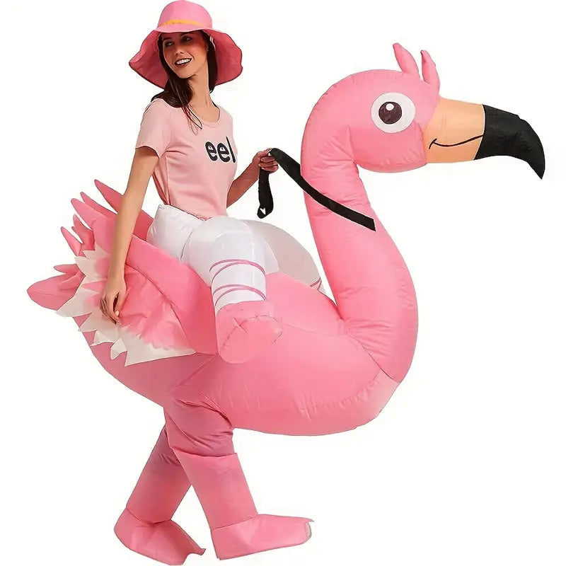 FlamingoRider - Grappig Opblaasbaar Flamingo Kostuum voor Carnaval & Feestelijke Evenementen