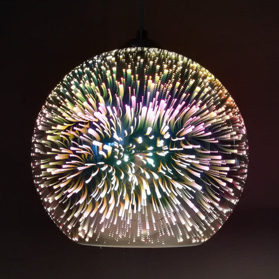 Moderne 3D Kleurrijke Vuurwerk Hanglamp -  Creatieve Glazen Koepellamp voor Unieke Sfeerverlichting