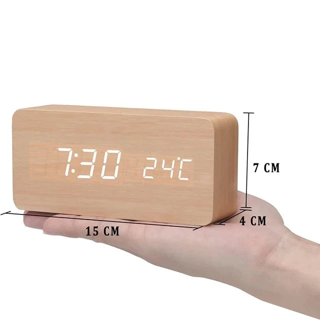 Digitale Wekker - WoodClock - LED Display - Spraakbesturing