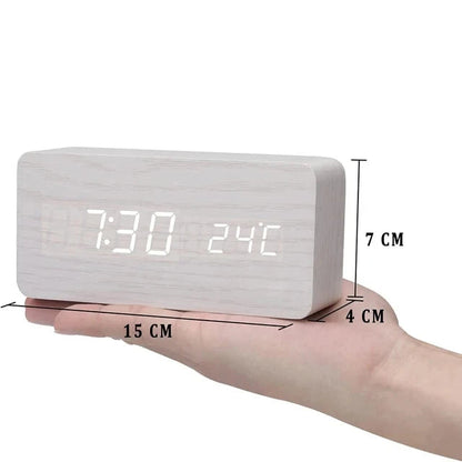 Digitale Wekker - WoodClock - LED Display - Spraakbesturing