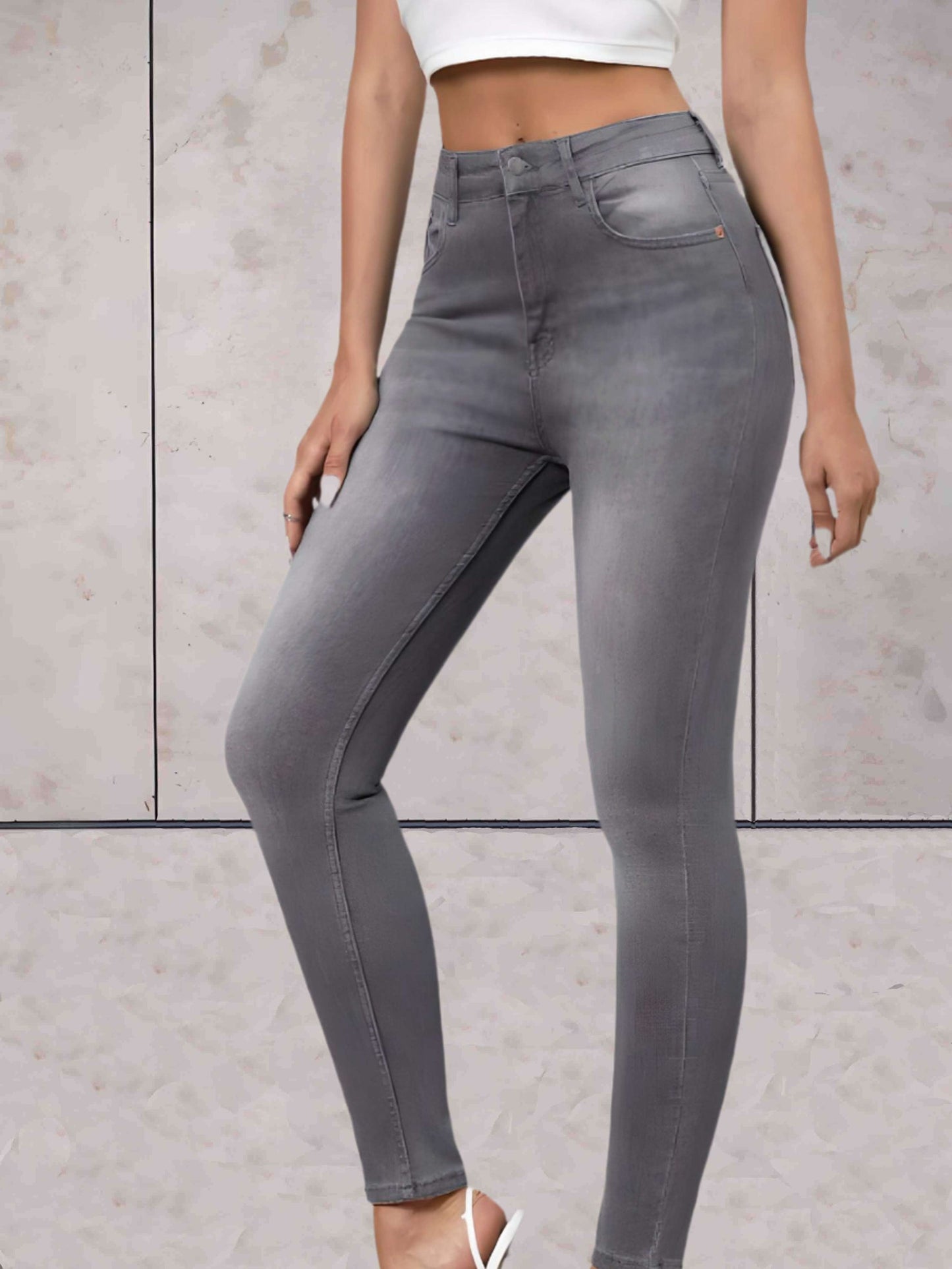 Denim Jeans Met Stretch En Hoge Taille Voor Dames - Amelia