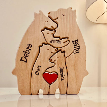 BearRoots Familie - Personaliseerbare Houten Familiefiguren voor een Warm Gezin