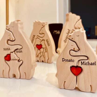 BearRoots Familie - Personaliseerbare Houten Familiefiguren voor een Warm Gezin