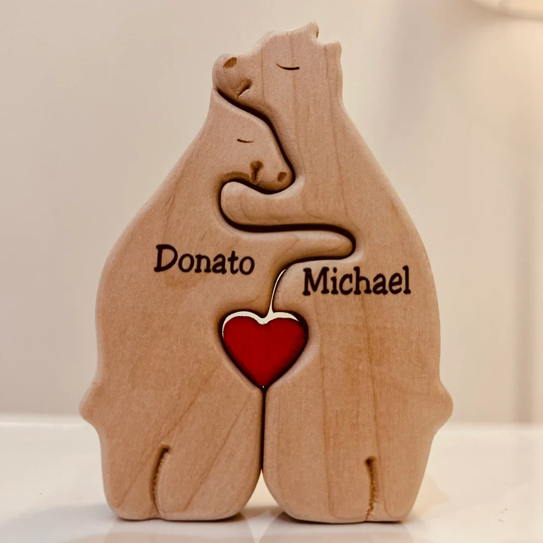 BearRoots Familie - Personaliseerbare Houten Familiefiguren voor een Warm Gezin