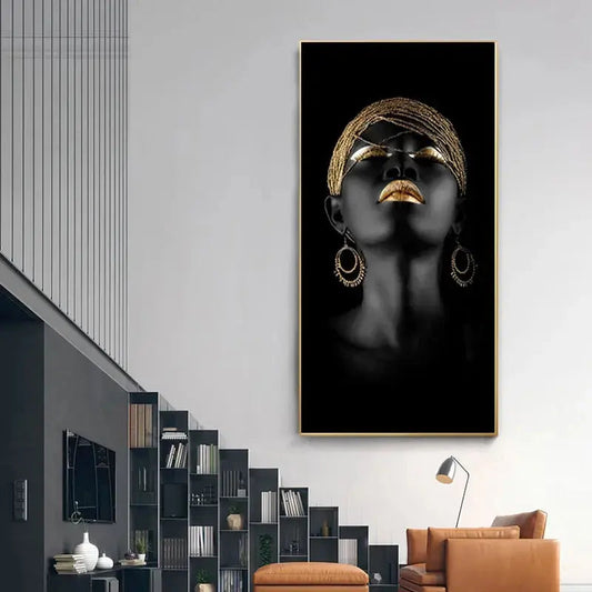 Golden Grace - Elegante Canvas Wandkunst voor een Luxe Interieur