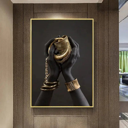 Golden Grace - Elegante Canvas Wandkunst voor een Luxe Interieur