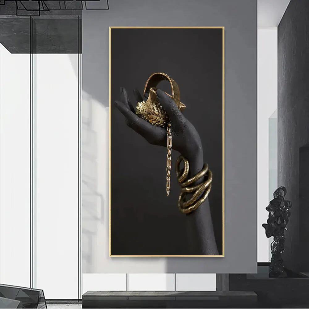 Golden Grace - Elegante Canvas Wandkunst voor een Luxe Interieur