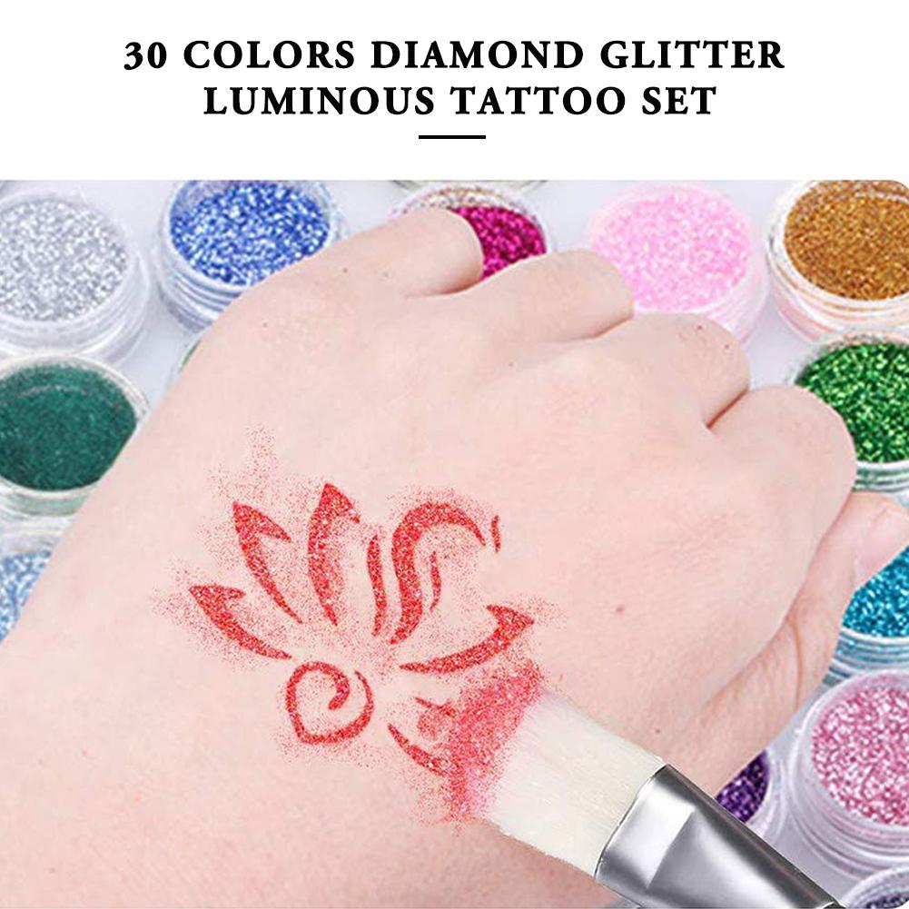 GlitterInk Tattoo Set – 30 Kleuren & 120 Vormen voor Creatieve Body Art - Perfect cadeau voor kinderen