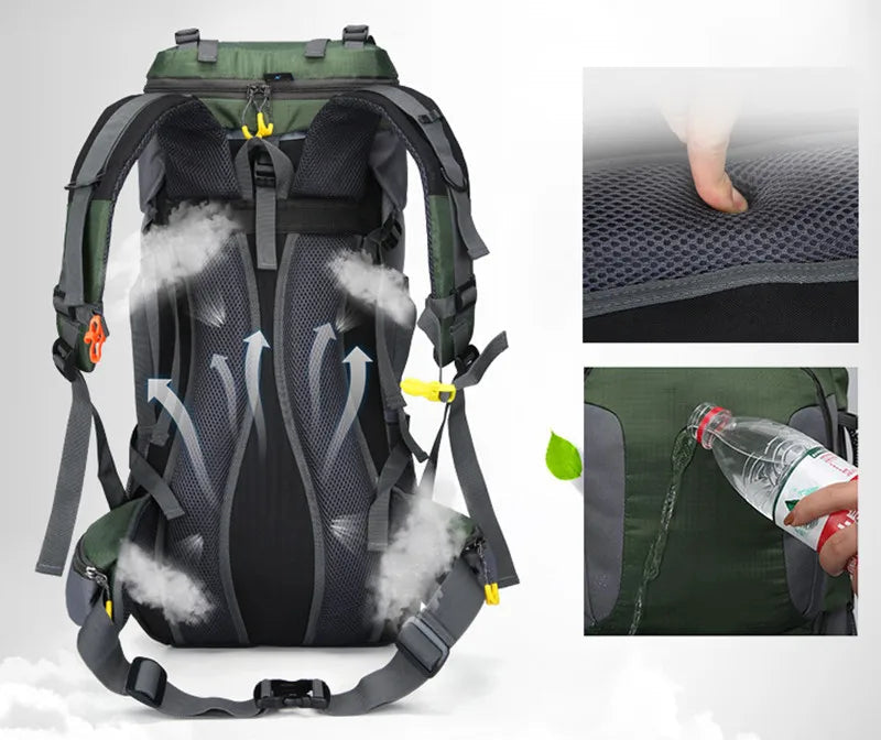 TrailMaster 60L Backpack – Waterdichte Rugzak voor Avontuurlijke Reizen