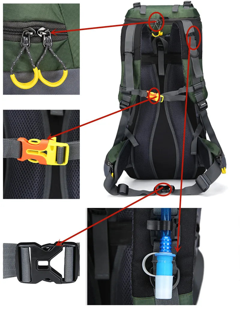 TrailMaster 60L Backpack – Waterdichte Rugzak voor Avontuurlijke Reizen