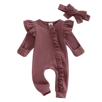 LilaRuffle Babypak – Zachte en Speelse Jumpsuit met Liefelijke Details