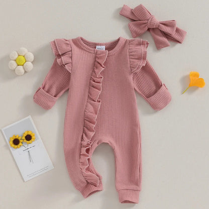 LilaRuffle Babypak – Zachte en Speelse Jumpsuit met Liefelijke Details