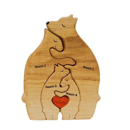 BearRoots Familie - Personaliseerbare Houten Familiefiguren voor een Warm Gezin