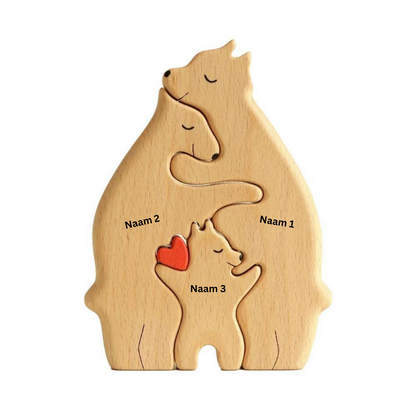 BearRoots Familie - Personaliseerbare Houten Familiefiguren voor een Warm Gezin