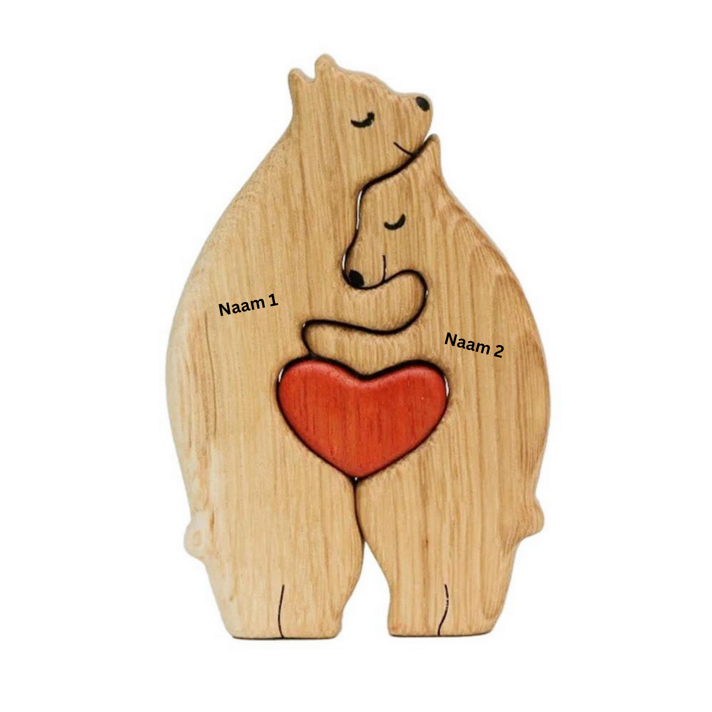 BearRoots Familie - Personaliseerbare Houten Familiefiguren voor een Warm Gezin