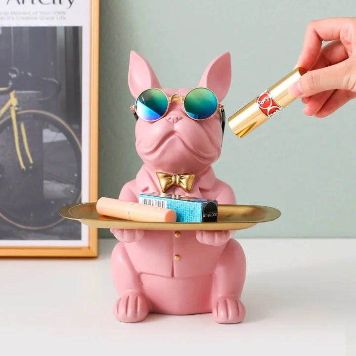 French Bulldog Beeldje met Dienblad – Charmante & Stijlvolle Decoratie voor je Huis