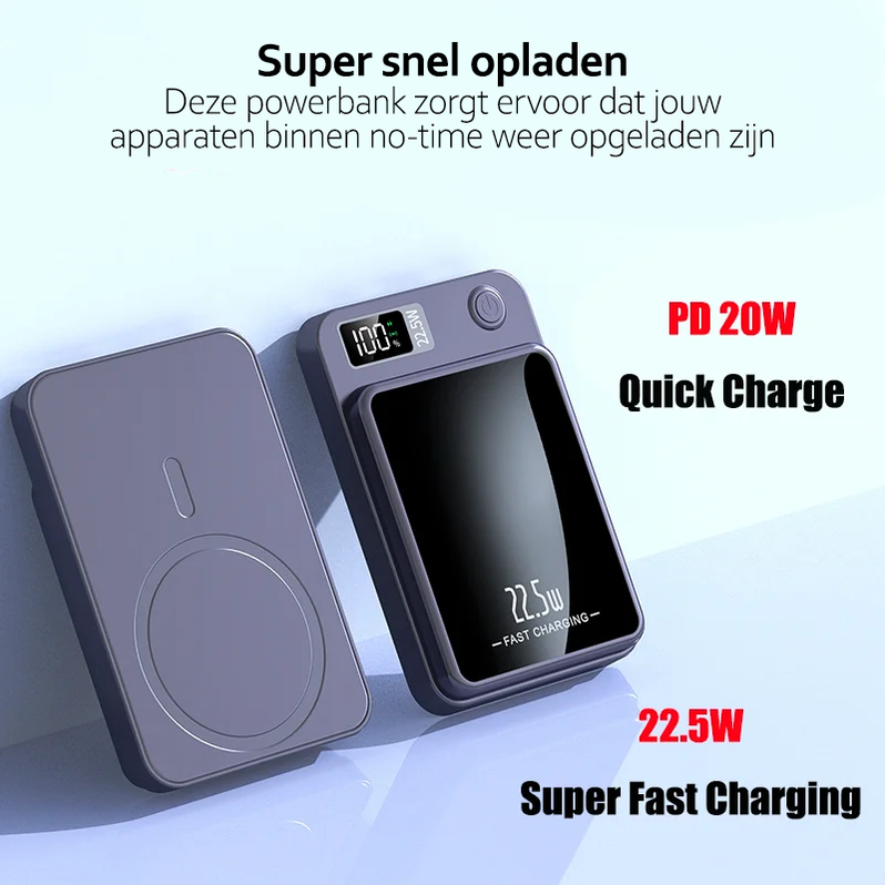 PowerMag Pro – Draadloze Magnetische Powerbank met MagSafe Ondersteuning