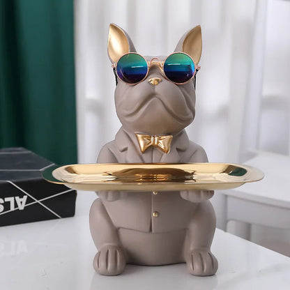 French Bulldog Beeldje met Dienblad – Charmante & Stijlvolle Decoratie voor je Huis