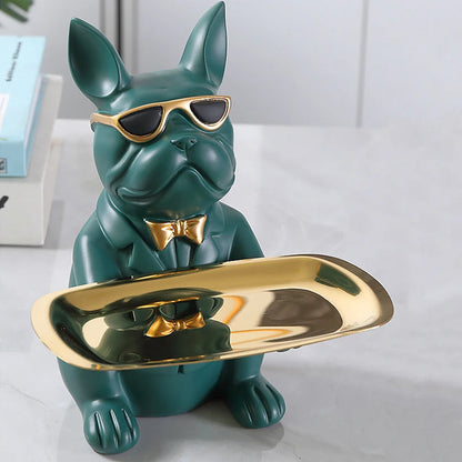 French Bulldog Beeldje met Dienblad – Charmante & Stijlvolle Decoratie voor je Huis