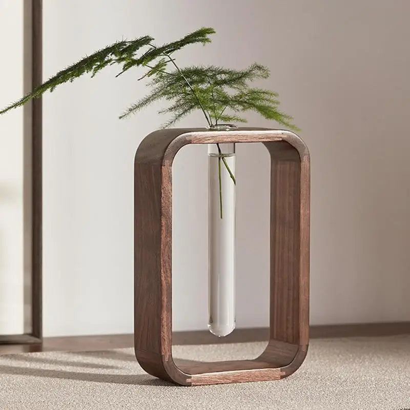 Wooden Hydroponic Glass Vase – Elegante & Duurzame Plantenvaas voor Hydroponische Tuinieren