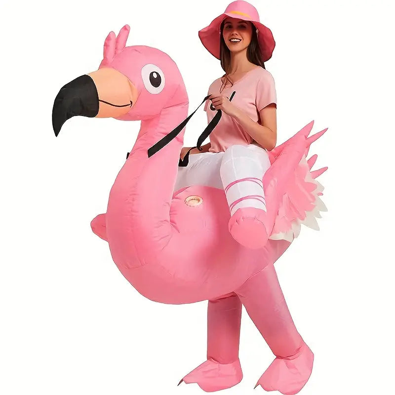 FlamingoRider - Grappig Opblaasbaar Flamingo Kostuum voor Carnaval & Feestelijke Evenementen