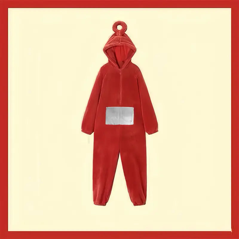 Teletubbies Pyjama's – Ultra-zachte Flanel Jumpsuit met Capuchon voor Halloween en Kostuumspel