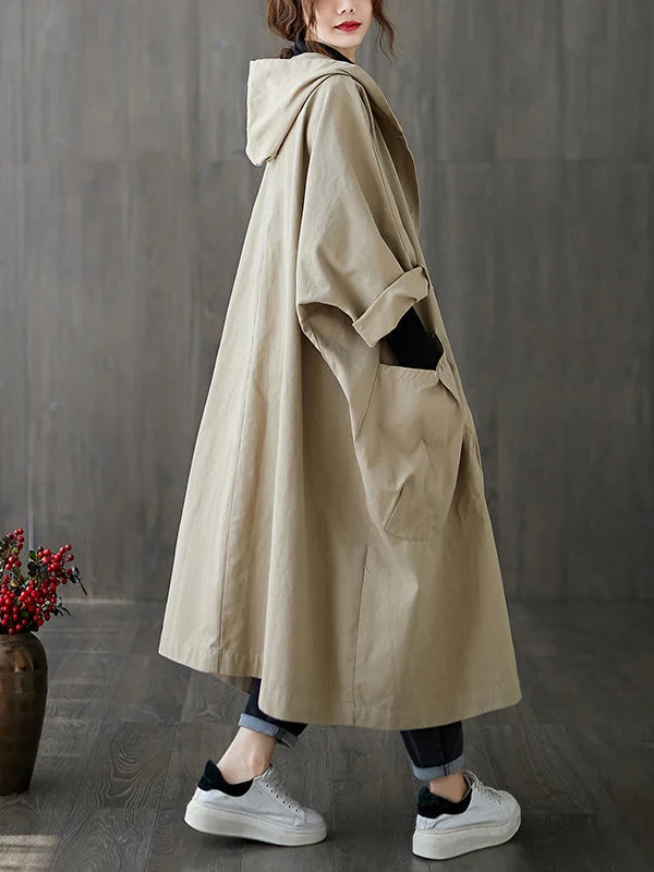 Lange Waterdichte Trenchcoat Voor Dames - Dema