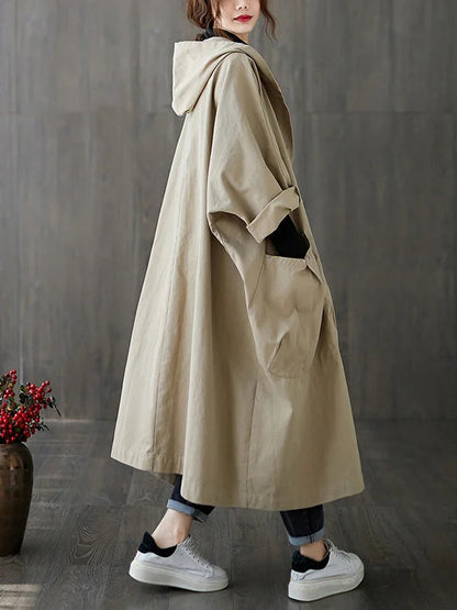 Lange Waterdichte Trenchcoat Voor Dames - Dema