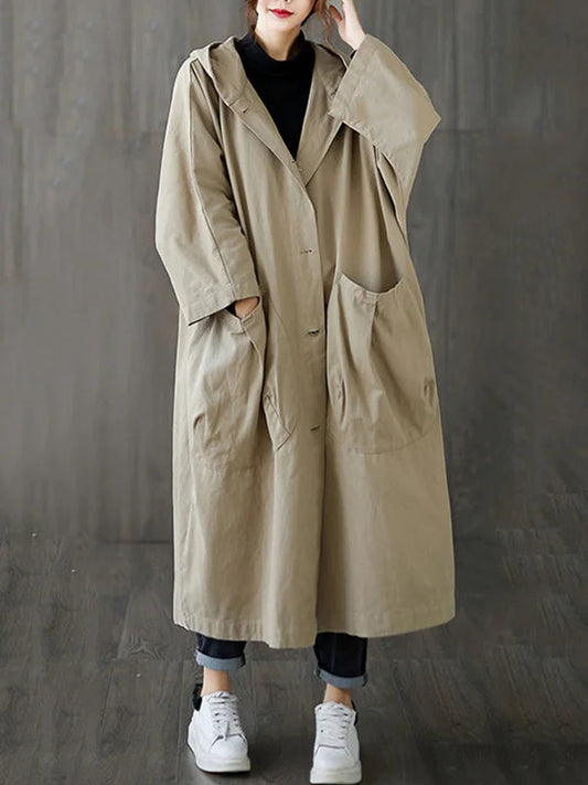 Lange Waterdichte Trenchcoat Voor Dames - Dema