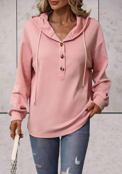 Oversized Hoodie Met Knoopmotieven Voor Dames - Mira