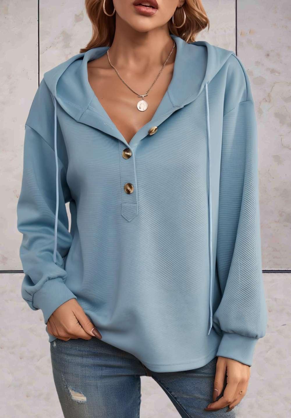 Oversized Hoodie Met Knoopmotieven Voor Dames - Mira