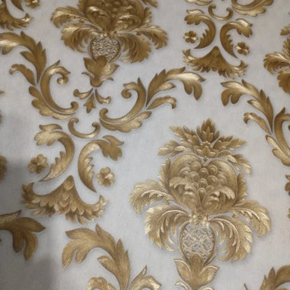 Goud Getextureerd Luxe 3D Damast Behang - Klassieke Elegantie voor je Interieur