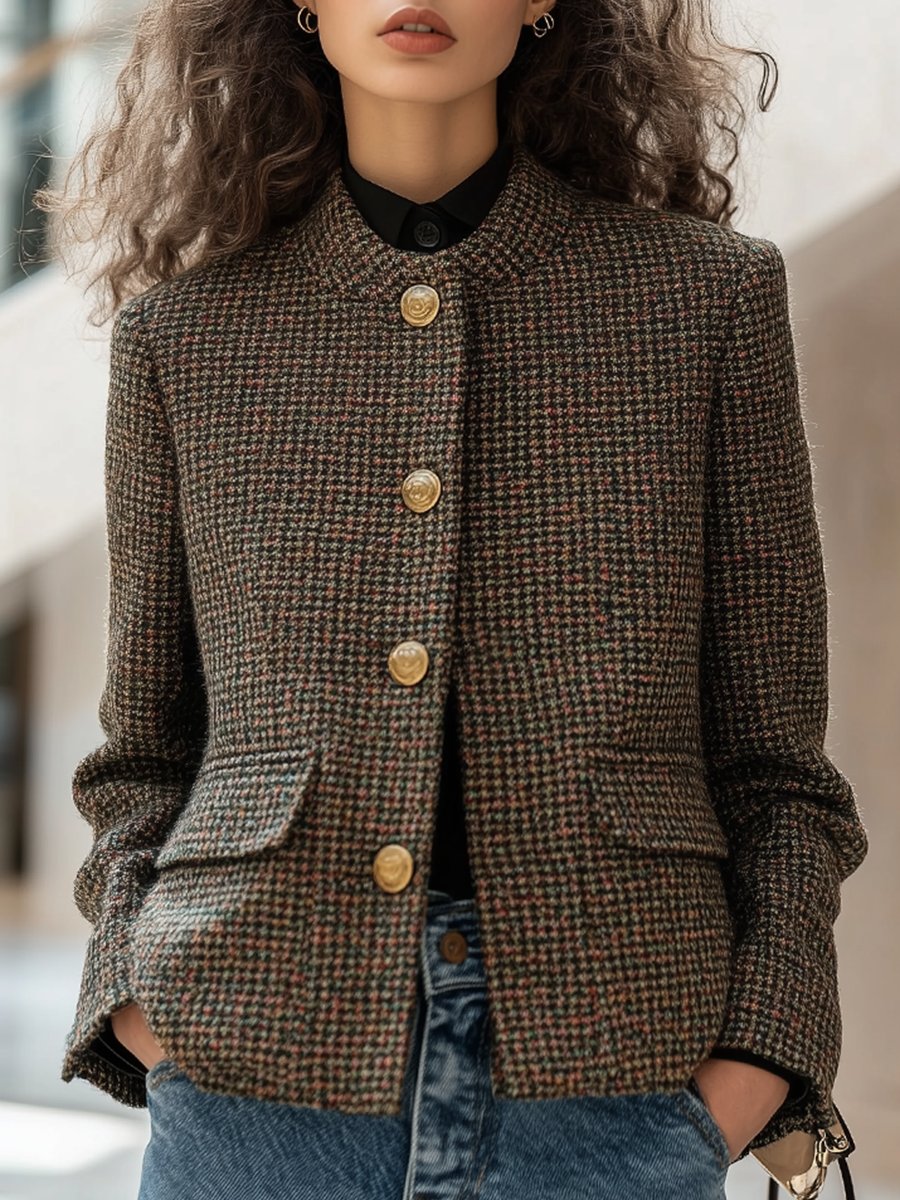 Vintage Tweed Jasje Met Knopen Voor Dames - Sarah