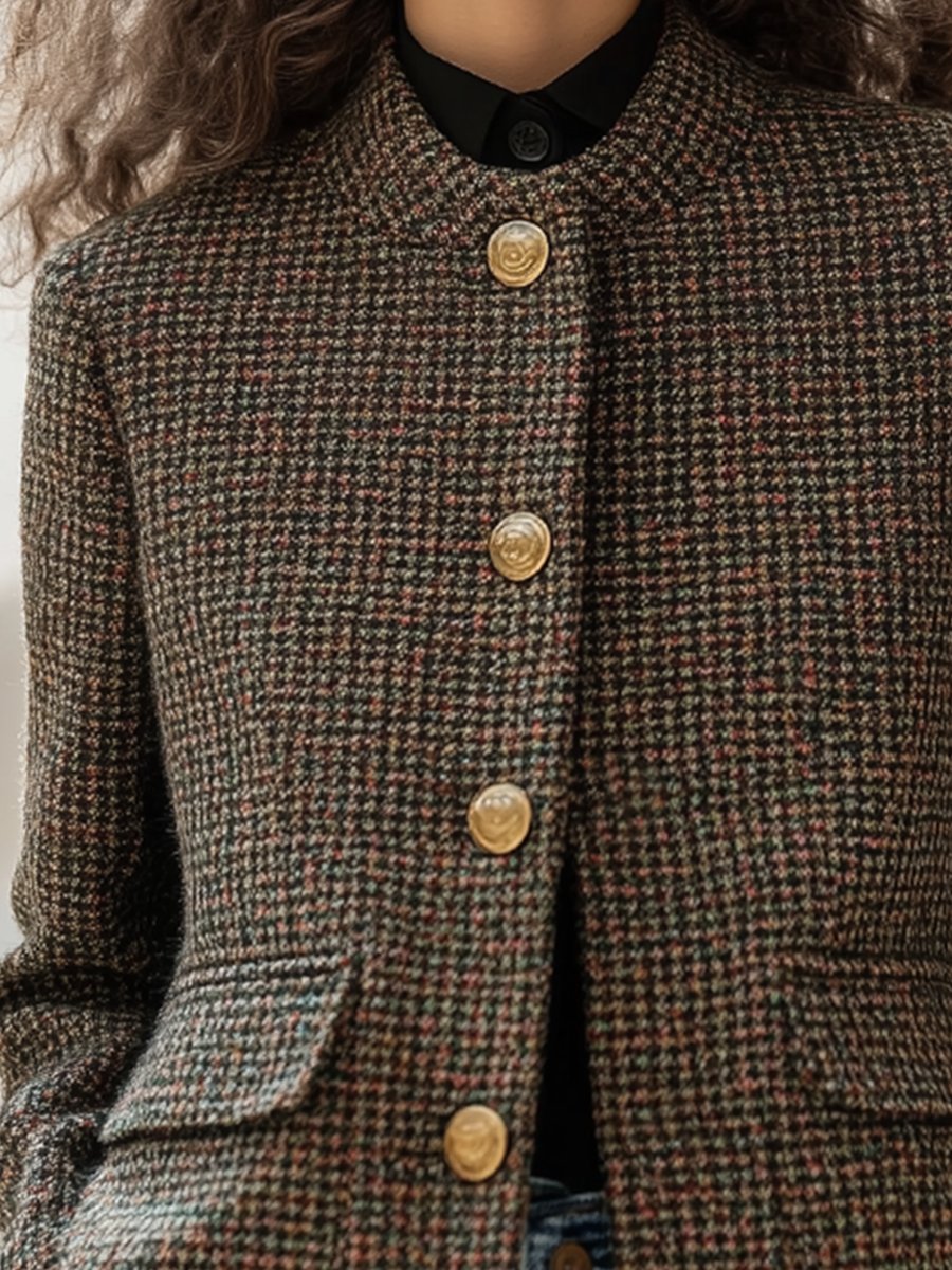 Vintage Tweed Jasje Met Knopen Voor Dames - Sarah